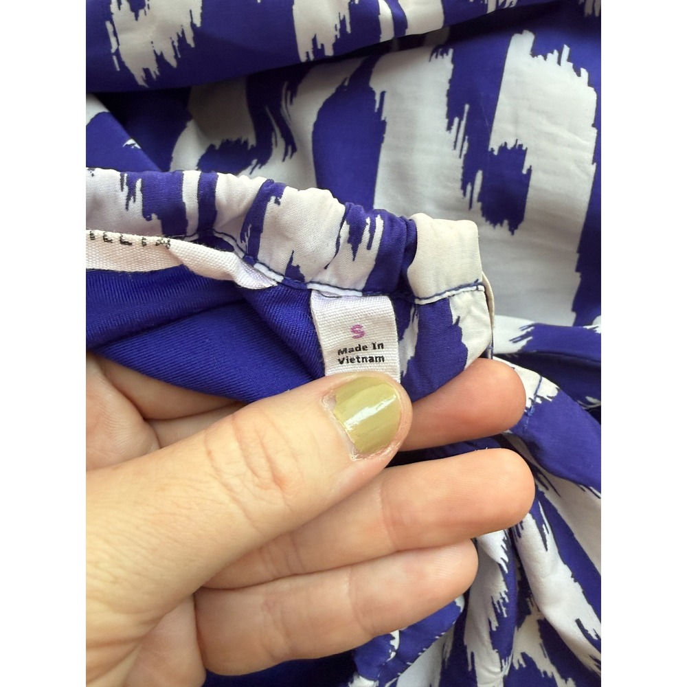 Bohemian Athleta Ikat Maxi Dress S Blue White Halter Tassel High Low Hem - Picture 8 of 9